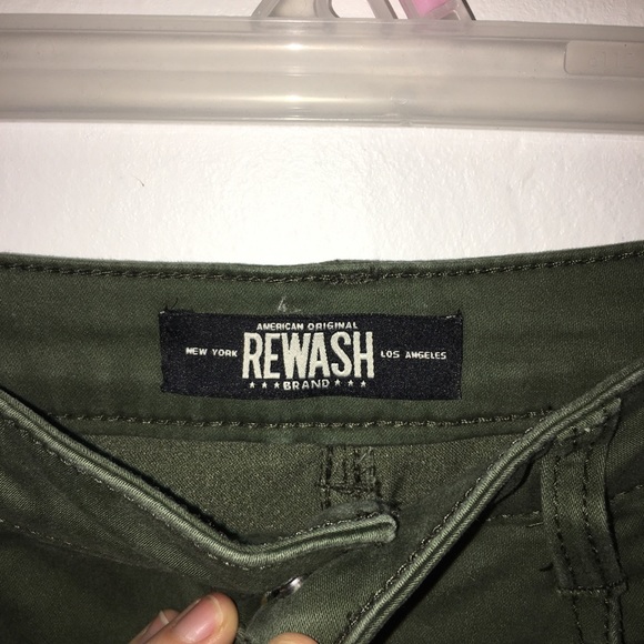 Olive Green Rewash Jean Shorts Size 9 - Picture 3 of 4